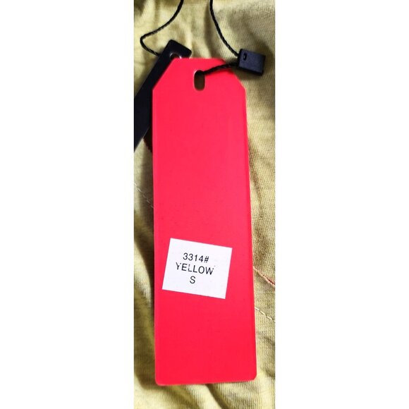 Vassari Los Angeles Mustard Yellow V-Neck Designer Shirt Small – Stylish Cut Hem - Picture 6 of 12